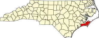 Locatie van Carteret County in North Carolina