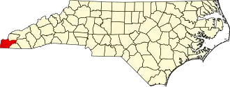 Locatie van Cherokee County in North Carolina