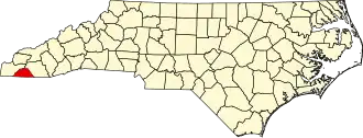 Locatie van Clay County in North Carolina