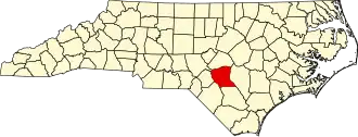 Locatie van Cumberland County in North Carolina