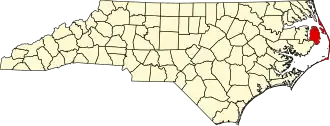 Locatie van Dare County in North Carolina