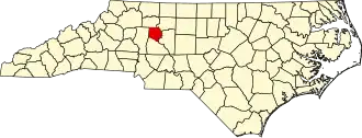 Locatie van Davie County in North Carolina