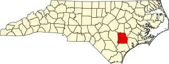 Locatie van Duplin County in North Carolina