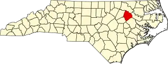 Locatie van Edgecombe County in North Carolina