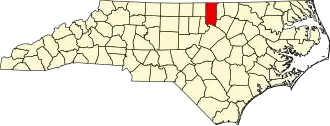 Locatie van Granville County in North Carolina