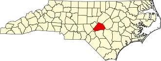 Locatie van Harnett County in North Carolina