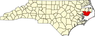 Locatie van Hyde County in North Carolina