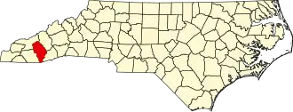 Locatie van Jackson County in North Carolina