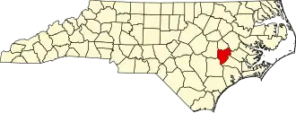 Locatie van Lenoir County in North Carolina