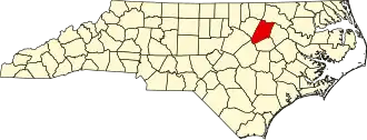 Locatie van Nash County in North Carolina