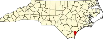 Locatie van New Hanover County in North Carolina