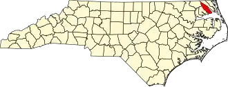 Locatie van Pasquotank County in North Carolina