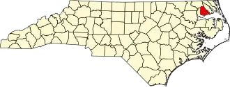 Locatie van Perquimans County in North Carolina