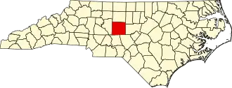 Locatie van Randolph County in North Carolina