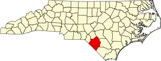 Locatie van Robeson County in North Carolina
