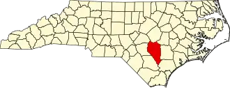 Locatie van Sampson County in North Carolina