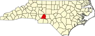 Locatie van Stanly County in North Carolina