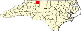 Locatie van Stokes County in North Carolina
