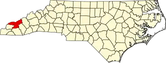 Locatie van Swain County in North Carolina