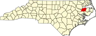 Locatie van Washington County in North Carolina
