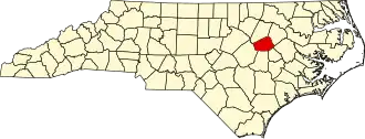 Locatie van Wilson County in North Carolina