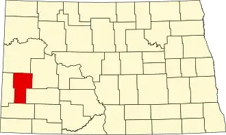 Locatie van Billings County in North Dakota