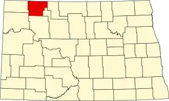 Locatie van Burke County in North Dakota