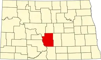 Locatie van Burleigh County in North Dakota