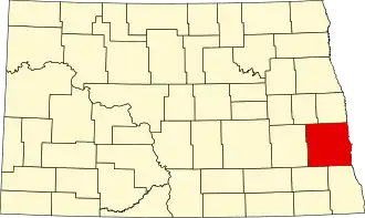 Locatie van Cass County in North Dakota