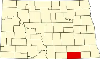 Locatie van Dickey County in North Dakota