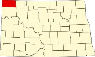 Locatie van Divide County in North Dakota