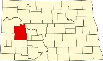 Locatie van Dunn County in North Dakota