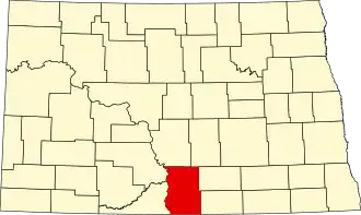 Locatie van Emmons County in North Dakota