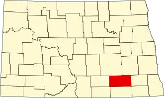 Locatie van LaMoure County in North Dakota