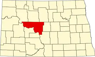 Locatie van McLean County in North Dakota