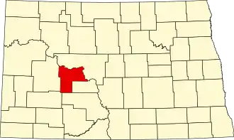 Locatie van Mercer County in North Dakota