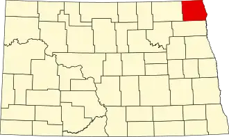 Locatie van Pembina County in North Dakota