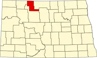 Locatie van Renville County in North Dakota