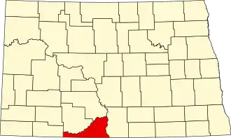 Locatie van Sioux County in North Dakota
