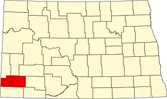 Locatie van Slope County in North Dakota