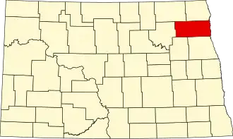 Locatie van Walsh County in North Dakota