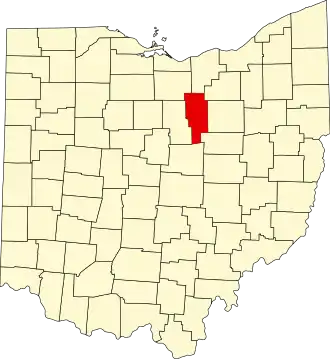 Locatie van Ashland County in Ohio