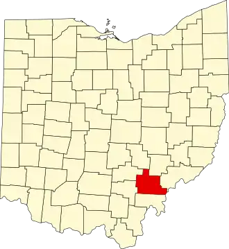 Locatie van Athens County in Ohio
