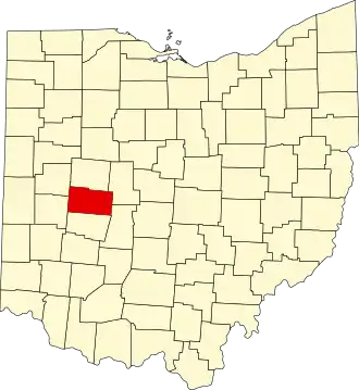 Locatie van Champaign County in Ohio