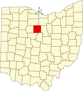 Locatie van Crawford County in Ohio