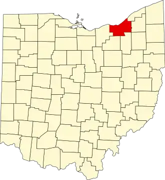 Locatie van Cuyahoga County in Ohio