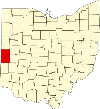 Locatie van Darke County in Ohio