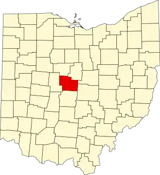 Locatie van Delaware County in Ohio