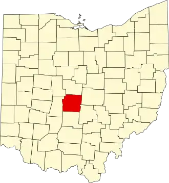 Locatie van Franklin County in Ohio
