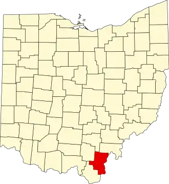 Locatie van Gallia County in Ohio